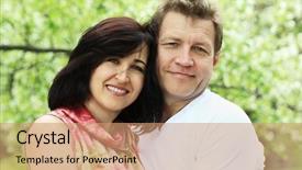  Presentation with married couple - Cool new PPT theme with conjoint - portrait of a happy married backdrop and a coral colored foreground