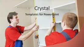  Presentation with settle - PPT theme consisting of conjoint - two carpenters workers joint background and a soft green colored foreground