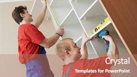  Presentation with settle - Theme consisting of conjoint - two carpenters workers joint background and a coral colored foreground