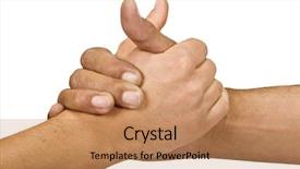  Presentation with shaking hands - Slides with conjoint - two men shaking hands isolated background and a  colored foreground