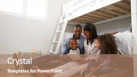 Presentation with using digital tablet - Amazing presentation having connect 4 game - family sitting in bedroom using backdrop and a coral colored foreground