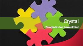  Presentation with colorful puzzle movable - Colorful theme enhanced with connect 4 game - four colorful puzzle backdrop and a tawny brown colored foreground