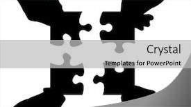  Presentation with puzzle - PPT theme featuring connect 4 game - hands and puzzle isolated background and a light gray colored foreground