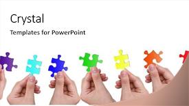  Presentation with game - PPT theme with connect 4 game - hands and puzzle background and a white colored foreground