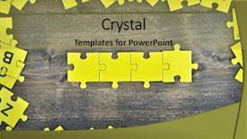  Presentation with puzzle pieces flying in - PPT theme enhanced with connect 4 game - puzzle pieces on wooden table background and a yellow colored foreground