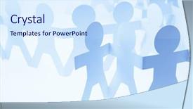  Presentation with doll paper - Beautiful slide deck featuring connect collaborate - team of paper doll people backdrop and a sky blue colored foreground