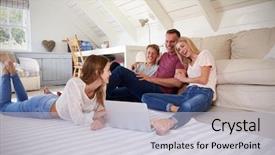  Presentation with family teens and children - PPT layouts having connect four - family with teenage children using background and a light blue colored foreground