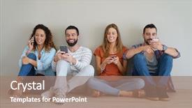  Presentation with visegrad group - Slides having connect four - group of friends using smartphone background and a coral colored foreground