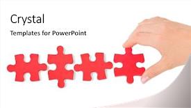  Presentation with puzzle - Slide set featuring connect four - hand and puzzle isolated background and a white colored foreground