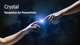  Presentation with connect god - PPT theme consisting of connect god - close up of human hands background and a navy blue colored foreground