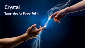  Presentation with electric current - Slides with connect god - two male arms reaching background and a navy blue colored foreground
