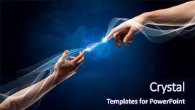  Presentation with electric current - Presentation having connect god - two male arms reaching background and a navy blue colored foreground