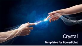  Presentation with electric current - Slides consisting of connect god - two male arms reaching background and a  colored foreground