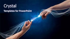  Presentation with electric current - Amazing presentation theme having connect god - two male arms reaching backdrop and a navy blue colored foreground