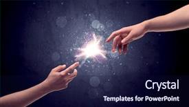  Presentation with spark - Presentation consisting of connect god - two male hands reaching towards background and a navy blue colored foreground