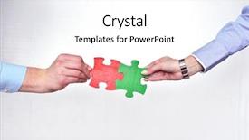  Presentation with group support - PPT theme enhanced with connect love - group of business people assembling background and a  colored foreground