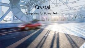  Presentation with steel bridge - Theme enhanced with connected car - steel bridge over the haihe background and a light blue colored foreground