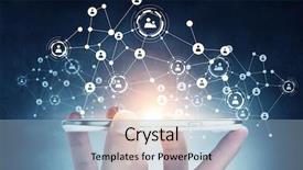  Presentation with connecting people - Amazing PPT theme having connected network - devices connecting people mixed media backdrop and a light blue colored foreground