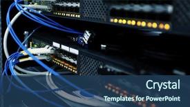  Presentation with telecommunication - Theme consisting of connected telecommunication data device background and a ocean colored foreground