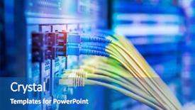  Presentation with fiber optic - Presentation design consisting of connected to an optic port background and a teal colored foreground