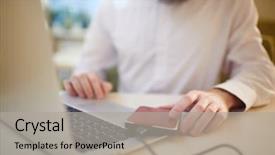  Presentation with shot - Cool new presentation design with connected to external hard drive backdrop and a light gray colored foreground