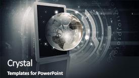  Presentation with connection - Amazing presentation design having connected world - global connection concept with tablet backdrop and a dark gray colored foreground