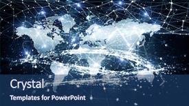  Presentation with connected world - Cool new presentation theme with connected world - global networking business backdrop and a ocean colored foreground