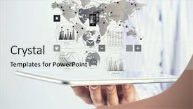  Presentation with connected world - Colorful slide deck enhanced with connected world - social networking connection mixed media backdrop and a light gray colored foreground