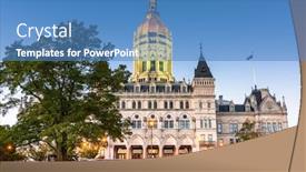  Presentation with capitol - Colorful slide deck enhanced with connecticut-state-capitol-in-hartford backdrop and a teal colored foreground