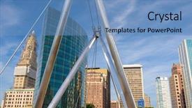  Presentation with cityscape manhattan bridge - Presentation consisting of connecticut usa cityscape at founders background and a  colored foreground