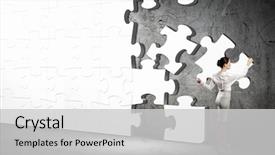  Presentation with connecting - Colorful presentation design enhanced with connecting elements of white puzzle backdrop and a light gray colored foreground