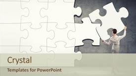  Presentation with chemistry periodic elements molecules - Colorful presentation design enhanced with connecting elements of white puzzle backdrop and a soft green colored foreground