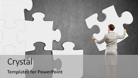  Presentation with structural elements - Presentation consisting of connecting elements of white puzzle background and a  colored foreground