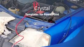  Presentation with automobile - PPT theme featuring connecting-high-voltage-wires background and a ocean colored foreground