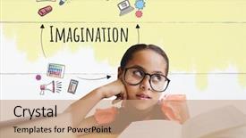  Presentation with digital books - Beautiful slide set featuring connecting ideas - digital composite of young girl backdrop and a coral colored foreground