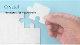  Presentation with solutions business - PPT layouts with connecting-jigsaw-puzzle-business-solutions background and a sky blue colored foreground
