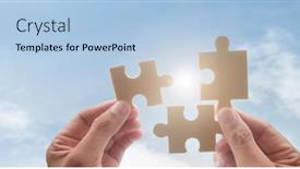  Presentation with solutions business - PPT theme consisting of connecting-jigsaw-puzzle-business-solutions background and a light blue colored foreground