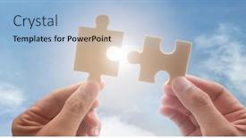  Presentation with solutions business - Slide set with connecting-jigsaw-puzzle-business-solutions background and a light blue colored foreground