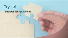  Presentation with solutions business - PPT theme enhanced with connecting-jigsaw-puzzle-business-solutions background and a sky blue colored foreground