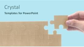  Presentation with solutions business - Slide deck featuring connecting-jigsaw-puzzle-business-solutions background and a sky blue colored foreground