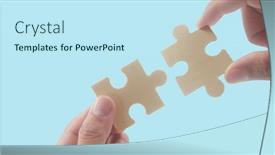  Presentation with solutions business - PPT theme enhanced with connecting-jigsaw-puzzle-business-solutions background and a cool aqua colored foreground