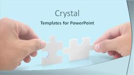  Presentation with solutions business - Theme having connecting-jigsaw-puzzle-business-solutions background and a cool aqua colored foreground
