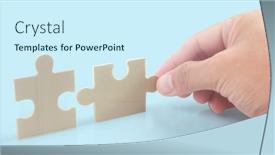 Presentation with solutions business - PPT layouts consisting of connecting-jigsaw-puzzle-business-solutions background and a cool aqua colored foreground