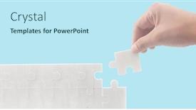  Presentation with solutions business - PPT layouts with connecting-jigsaw-puzzle-business-solutions background and a sky blue colored foreground