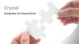  Presentation with solutions business - Presentation design consisting of connecting-jigsaw-puzzle-business-solutions background and a white colored foreground