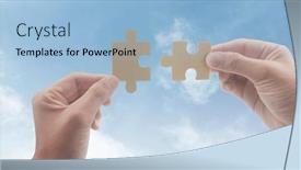  Presentation with solutions business - Presentation design enhanced with connecting-jigsaw-puzzle-business-solutions background and a light blue colored foreground