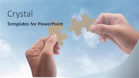  Presentation with solutions business - PPT theme having connecting-jigsaw-puzzle-business-solutions background and a light blue colored foreground