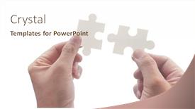  Presentation with solutions business - PPT theme with connecting-jigsaw-puzzle-business-solutions background and a cream colored foreground