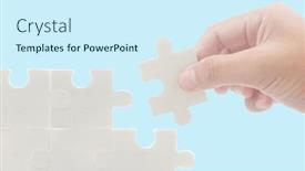  Presentation with solutions business - Theme having connecting-jigsaw-puzzle-business-solutions and a  colored foreground