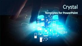  Presentation with connecting - PPT theme with connecting missing jigsaw glowing puzzle background and a navy blue colored foreground